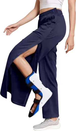 Deyeek Tear Away Pants for Women Side Snap Button Sweatpants Loose Fit Casual Post Surgery Adaptive Clothing with Pockets