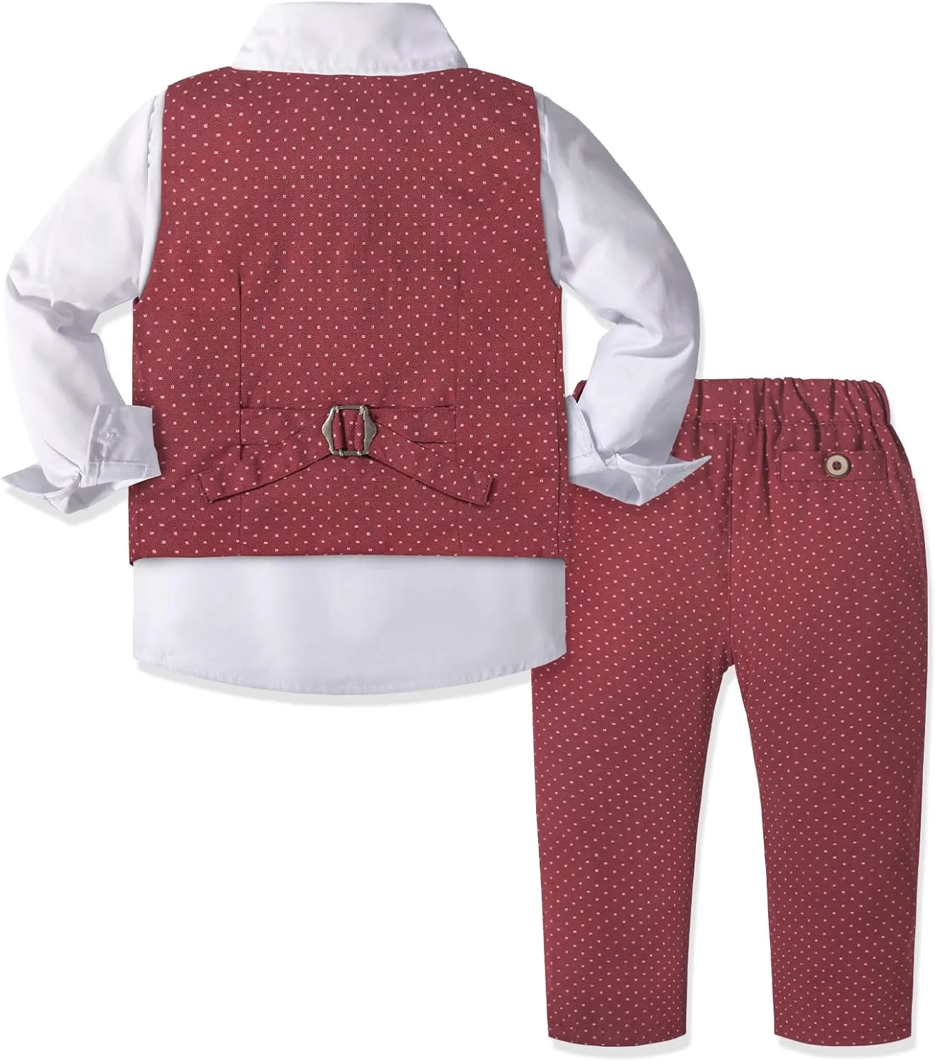 Dinysuos Boys Suit Formal Dress Kids Tuxedo Outfit Dress Shirt with Bow Tie  Slim Vest Pants 4Pcs 3-7 Years