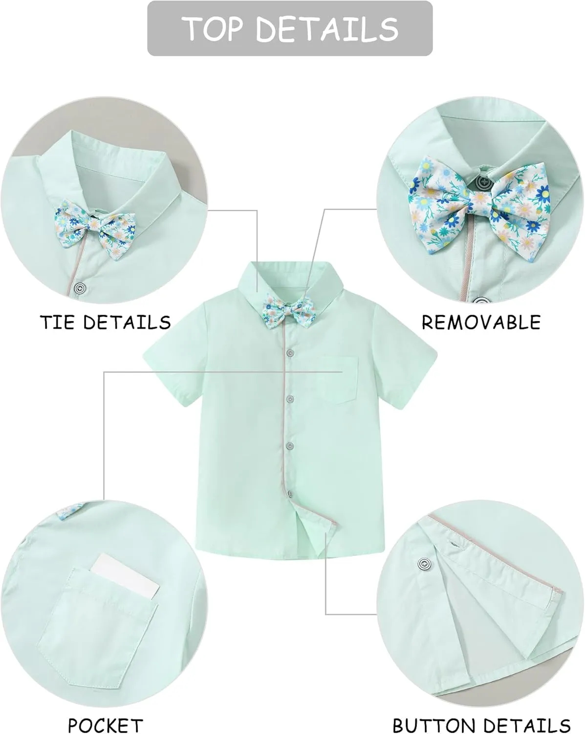 DISAUR Boys Suits 3 Pieces Formal Dress Shirt with Bowtie Suspender Pants Boy Gentleman Outfits Set 4-8 Years