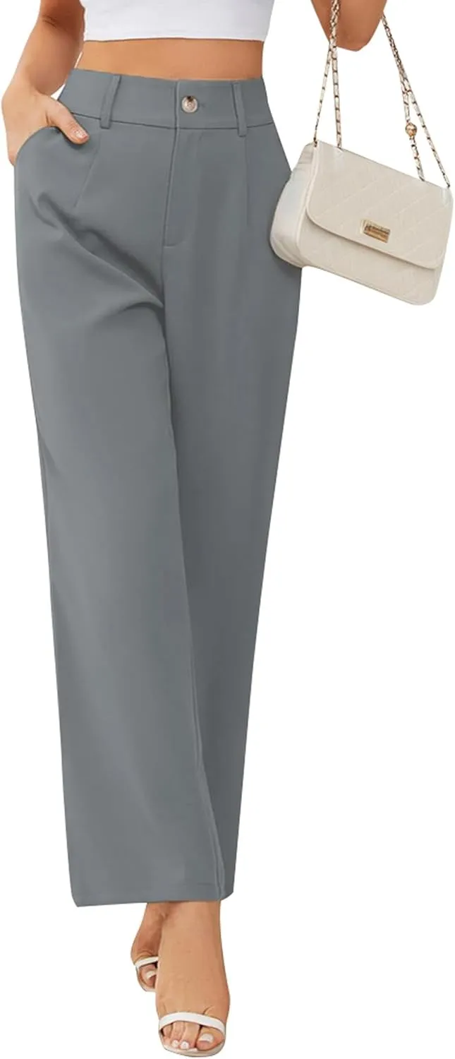 Dress Pants Women High Waisted Business Casual Pants Trendy Flowy Straight Leg Trouser Pants Office Outfits