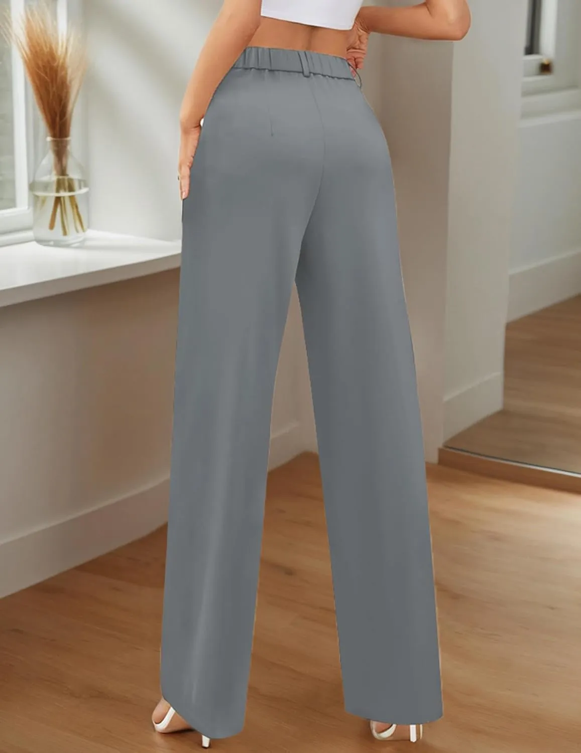 Dress Pants Women High Waisted Business Casual Pants Trendy Flowy Straight Leg Trouser Pants Office Outfits