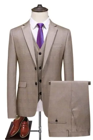 Dusty Pink Three Pieces Notched Lapel Business Formal Prom Suits