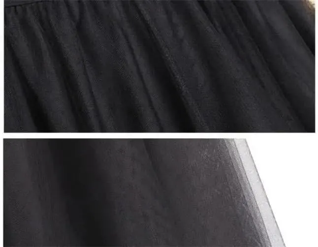 Dvbfufv Women Mesh Pleated A-Line Skirt Women Summer High Waist Midi Skirts