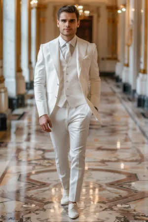 Elijah GROOM White Men Suits Slim Fit Blazer Classic suits