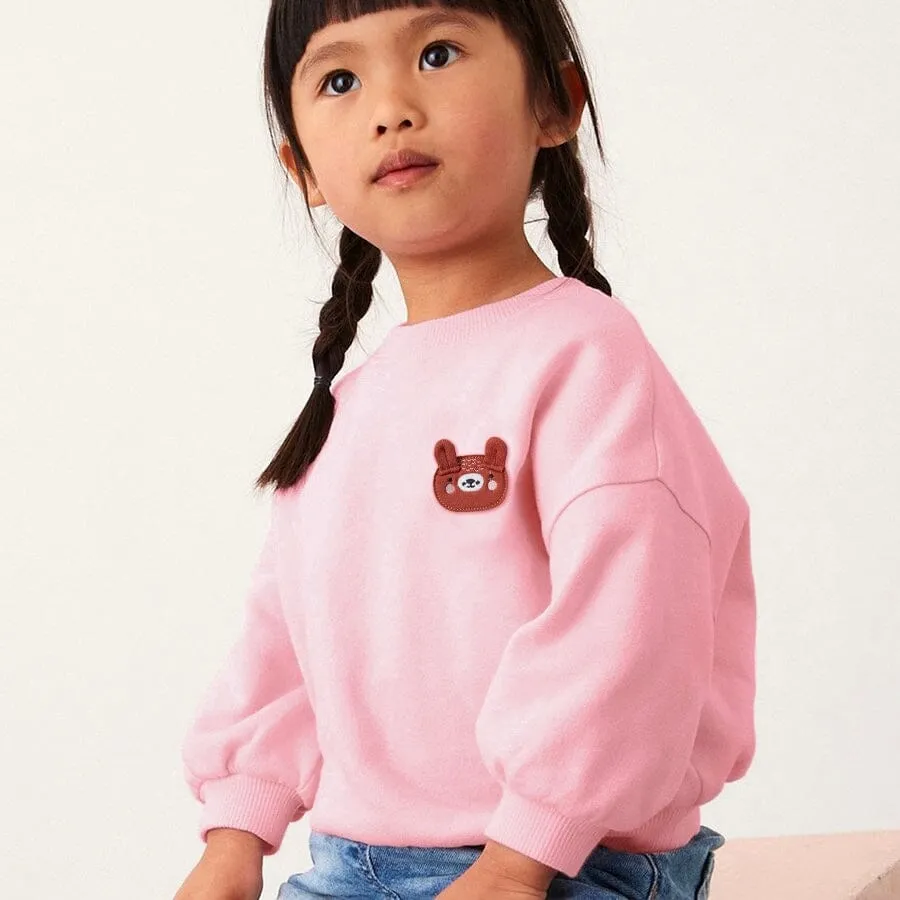 Embroidered Tiny Bear Winter Fleece Sweatshirt
