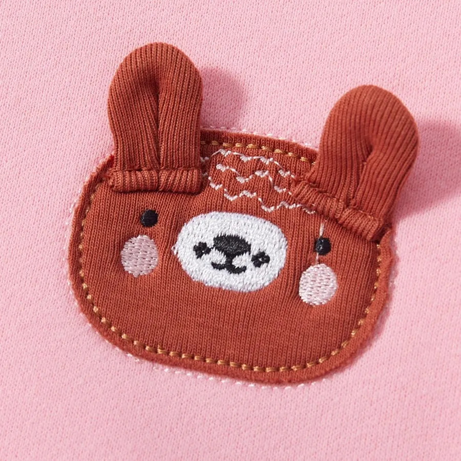 Embroidered Tiny Bear Winter Fleece Sweatshirt