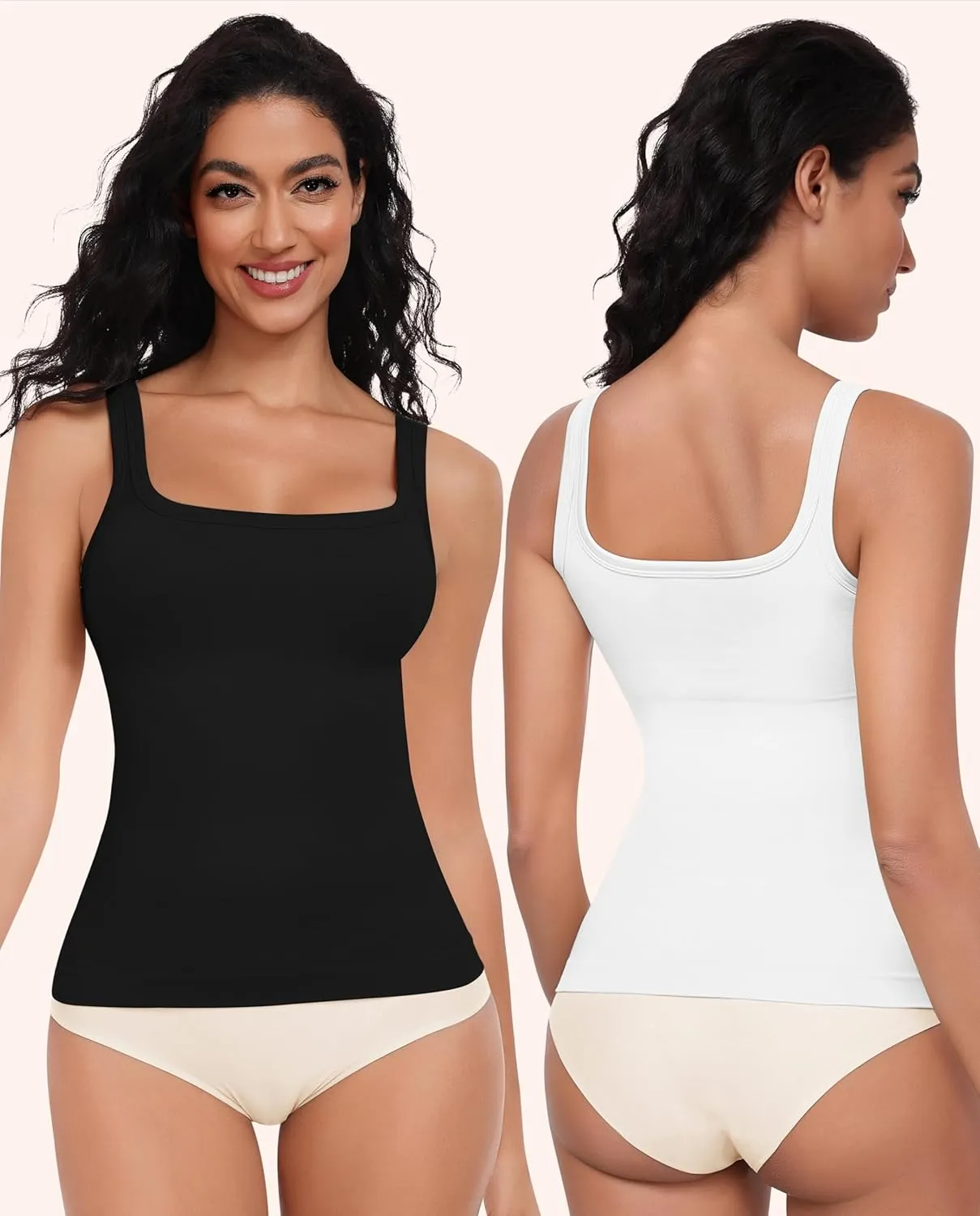 EUYZOU Womens Shapewear Tummy Control Squre Neck Seamless Compression Tank Tops for Women Slimming Body Shaper Camisole