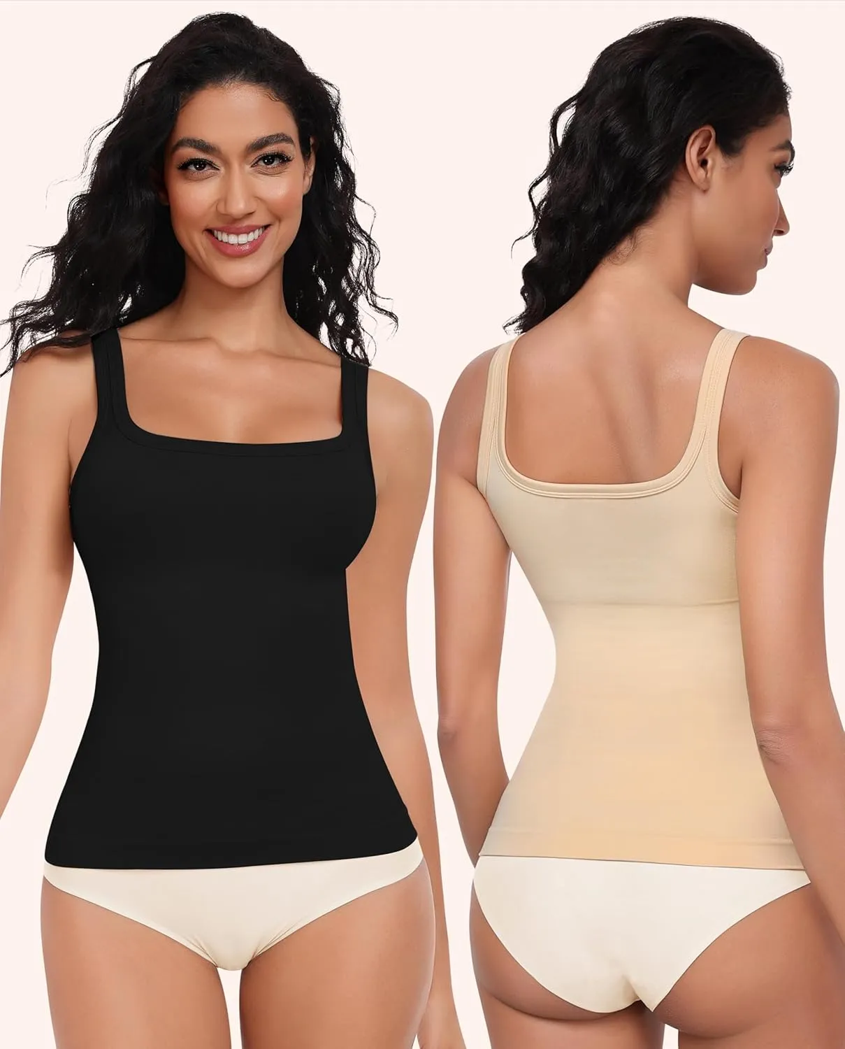 EUYZOU Womens Shapewear Tummy Control Squre Neck Seamless Compression Tank Tops for Women Slimming Body Shaper Camisole