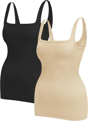 EUYZOU Womens Shapewear Tummy Control Squre Neck Seamless Compression Tank Tops for Women Slimming Body Shaper Camisole