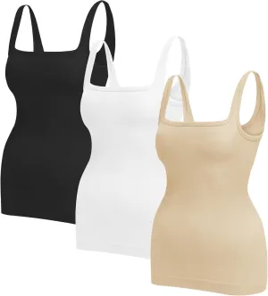 EUYZOU Womens Shapewear Tummy Control Squre Neck Seamless Compression Tank Tops for Women Slimming Body Shaper Camisole