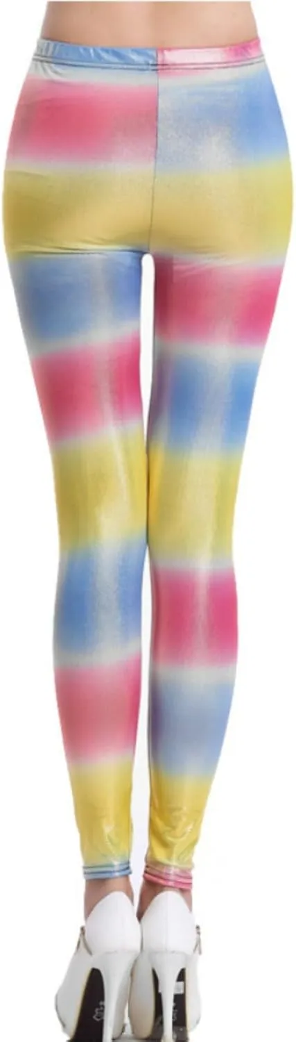 Faux Leather Legging Pants Dyeing Hot Stamping Colored Bottom Slim Fit High Waist Street Trendy Tight for Women