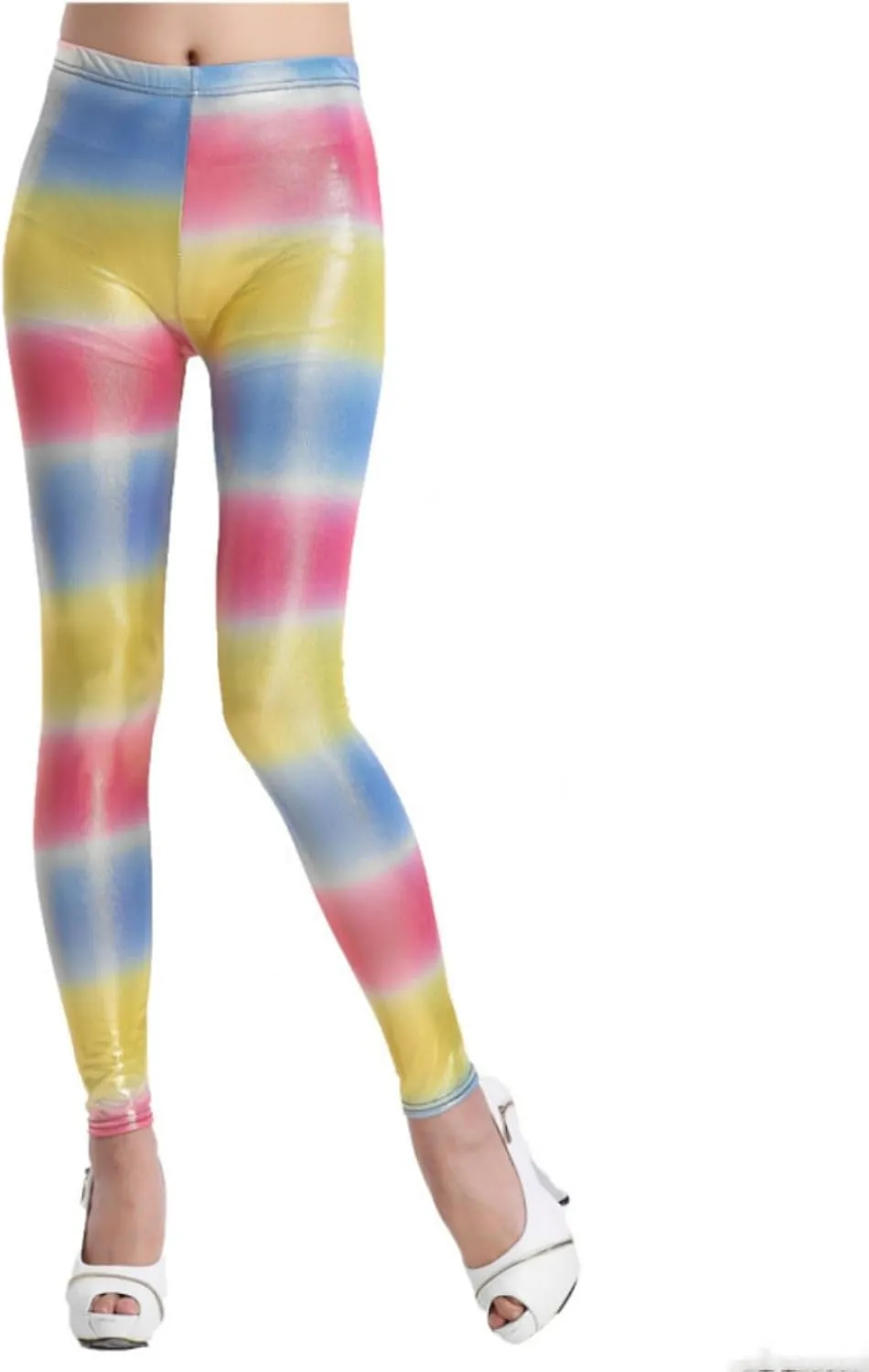 Faux Leather Legging Pants Dyeing Hot Stamping Colored Bottom Slim Fit High Waist Street Trendy Tight for Women