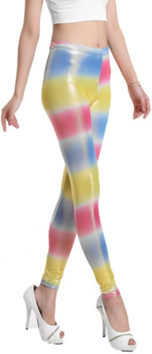 Faux Leather Legging Pants Dyeing Hot Stamping Colored Bottom Slim Fit High Waist Street Trendy Tight for Women