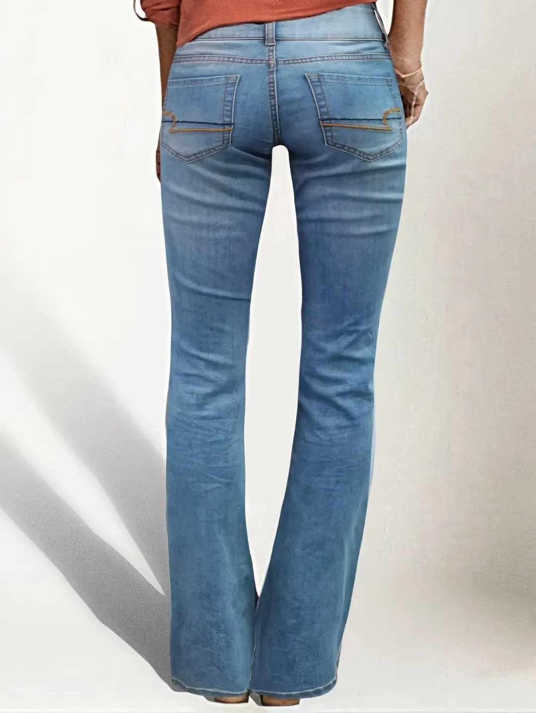 Flamingals Bootcut Wide Leg Low Rise Ripped Button Up Denim Pants