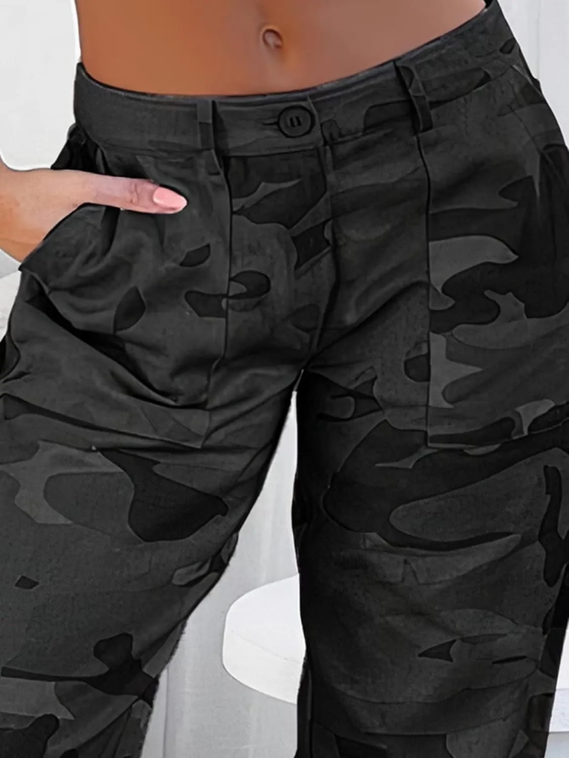 Flamingals Cargo Pants for Women Baggy Wide Leg Mid Waist Causal Y2K Pants with Pockets