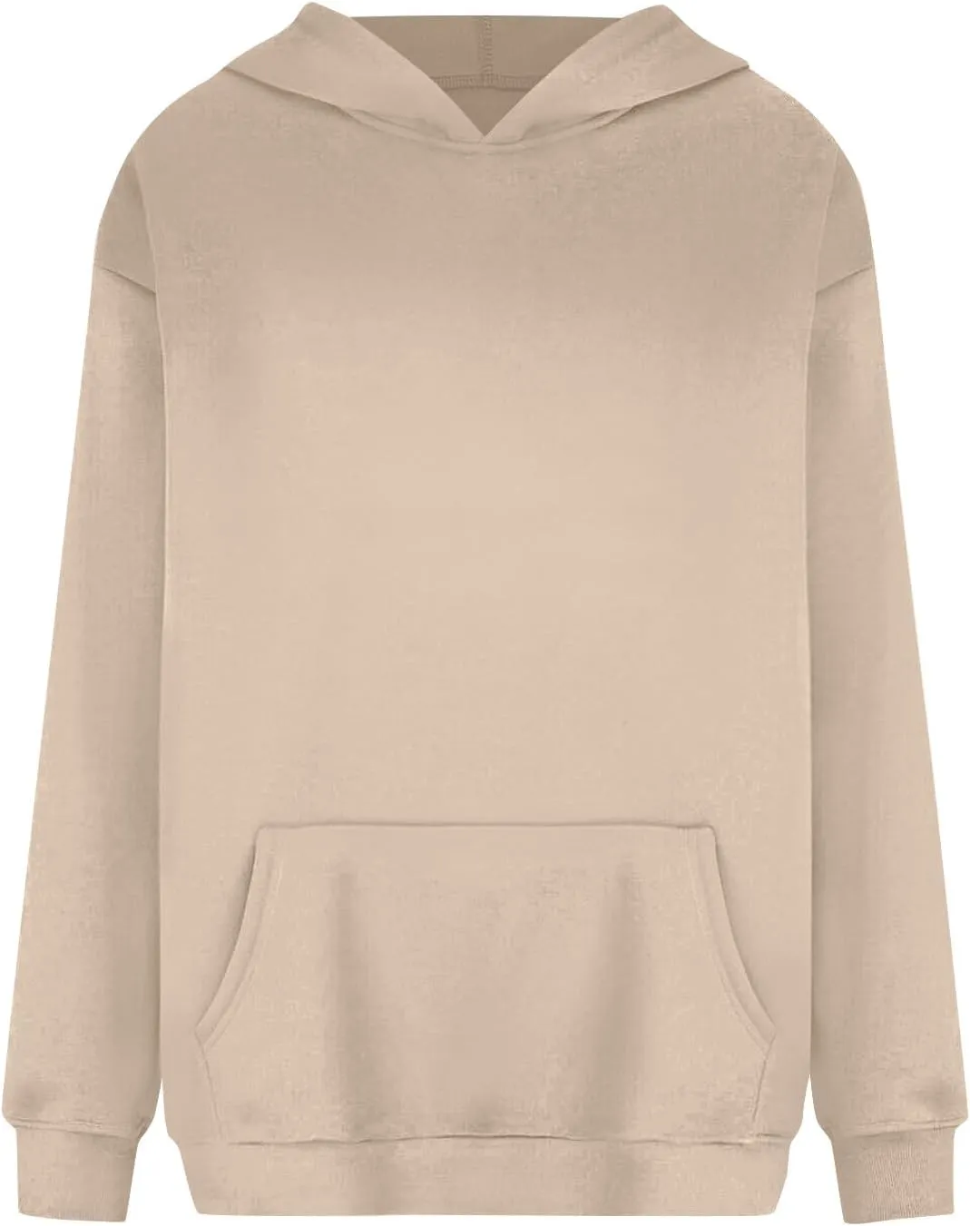 Fleece Hoodie Women Oversized Plain Hooded Sweatshirt Casual Long Sleeve Pullover Tops Comfy Drop Shoulder Sweater