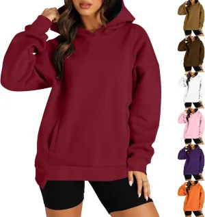 Fleece Hoodies for Women Baggy Drop Shoulder Oversized Sweatshirt Trendy Y2K Hoodie Casual Pullover Tops with Pockets