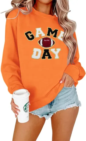FLOYU Women Sunday Funday Sweatshirt Cute Football Graphic Pullover Game Day Weekend Tops Casual Football Season Shirt