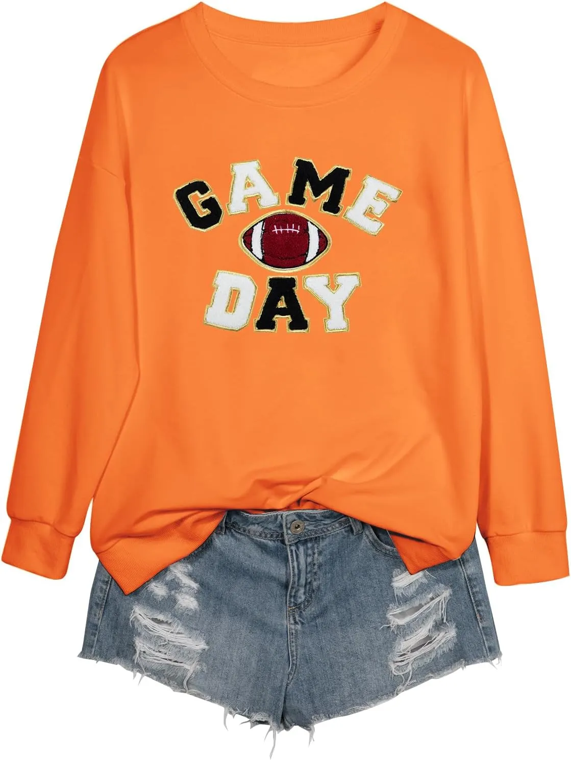 FLOYU Women Sunday Funday Sweatshirt Cute Football Graphic Pullover Game Day Weekend Tops Casual Football Season Shirt
