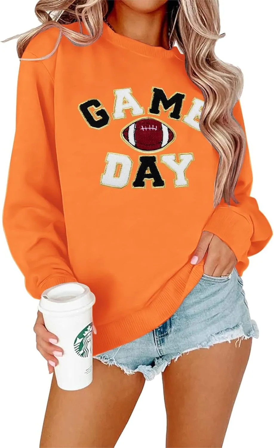 FLOYU Women Sunday Funday Sweatshirt Cute Football Graphic Pullover Game Day Weekend Tops Casual Football Season Shirt