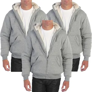 Galaxy by Harvic 3-Pack Men's Heavyweight Sherpa Hoodie - Ultra-Warm Full-Zip Jacket with Cozy Fleece Lining