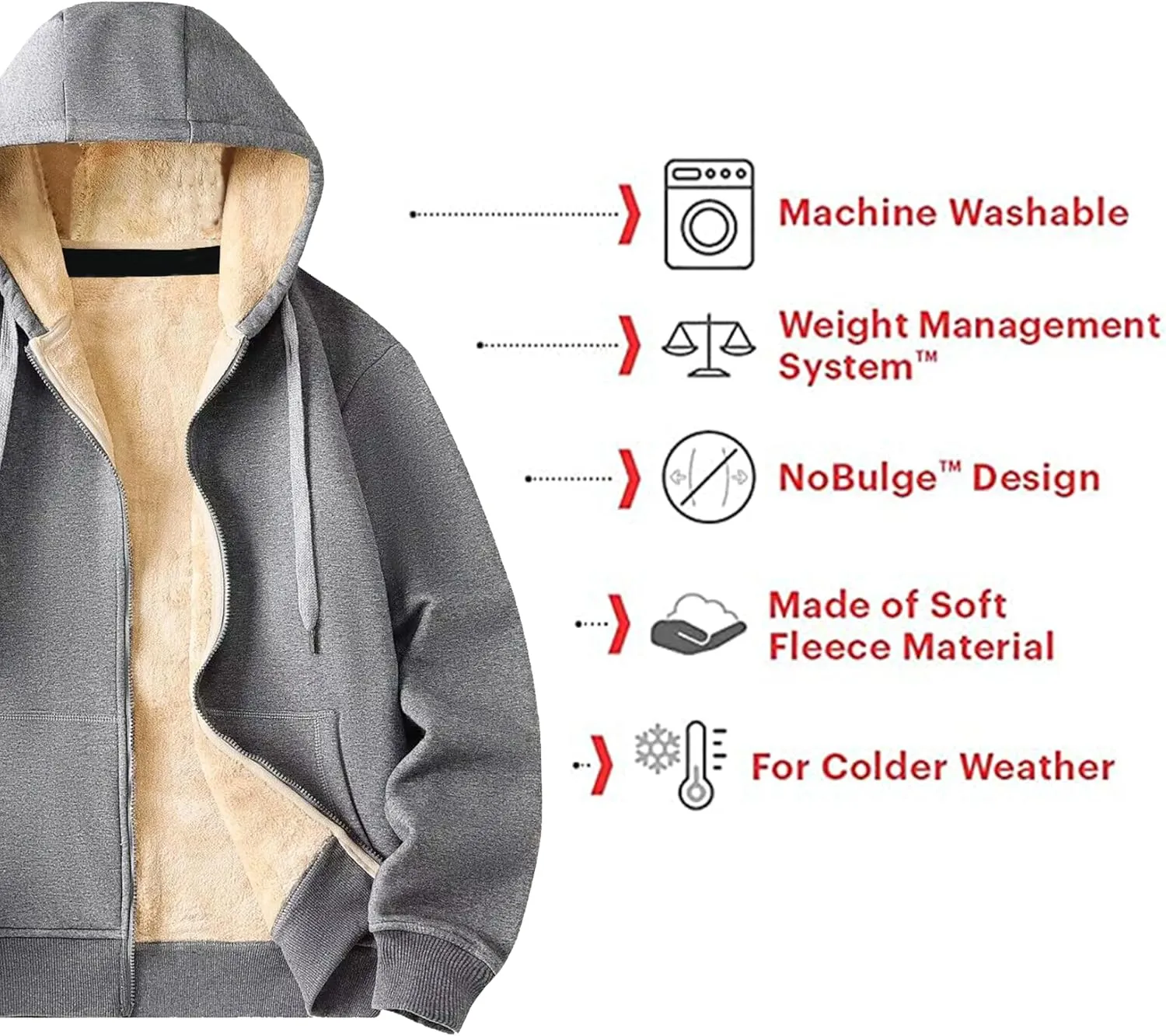 Galaxy by Harvic 3-Pack Men's Heavyweight Sherpa Hoodie - Ultra-Warm Full-Zip Jacket with Cozy Fleece Lining