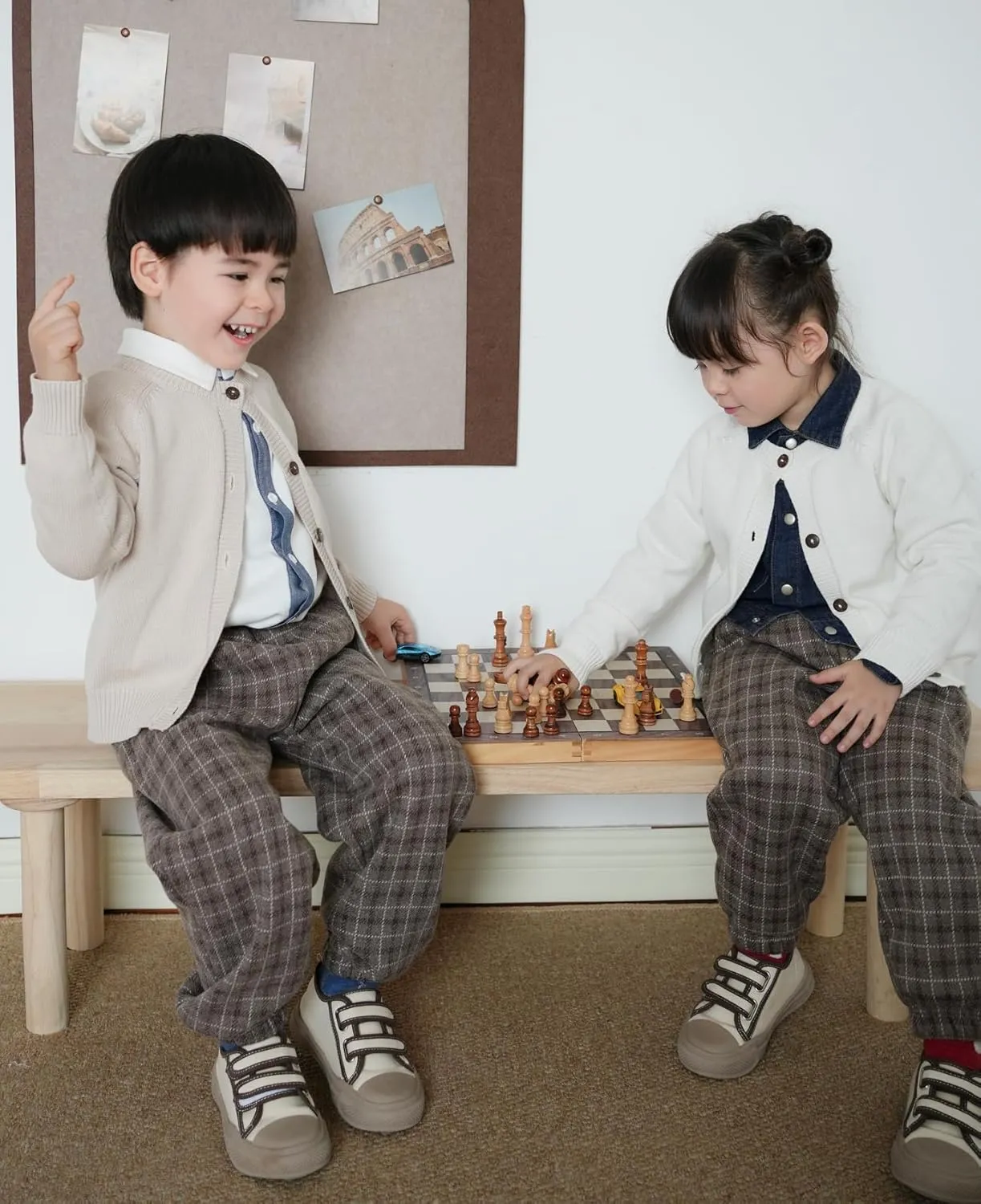 Girls Cardigan Sweater Boys Long Sleeve School Uniforms Toddler Kids Knit Embroidery Button Jacket Outwear Tops