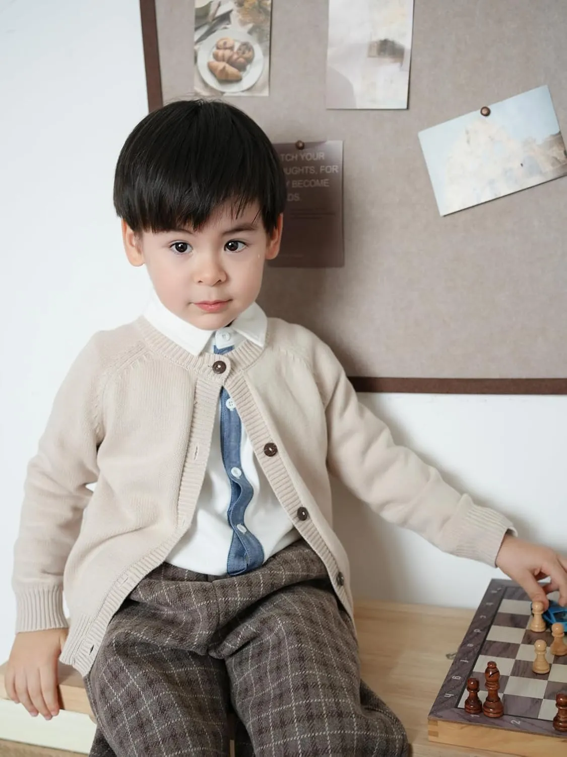 Girls Cardigan Sweater Boys Long Sleeve School Uniforms Toddler Kids Knit Embroidery Button Jacket Outwear Tops