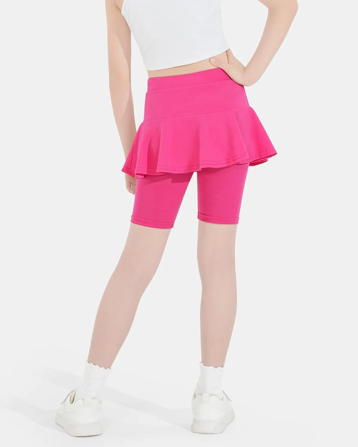 Girls Leggings with Skirt Uniform Skirts for Girls Knee-Length Ruffle Skirt Pants for Kid 4-11 Years