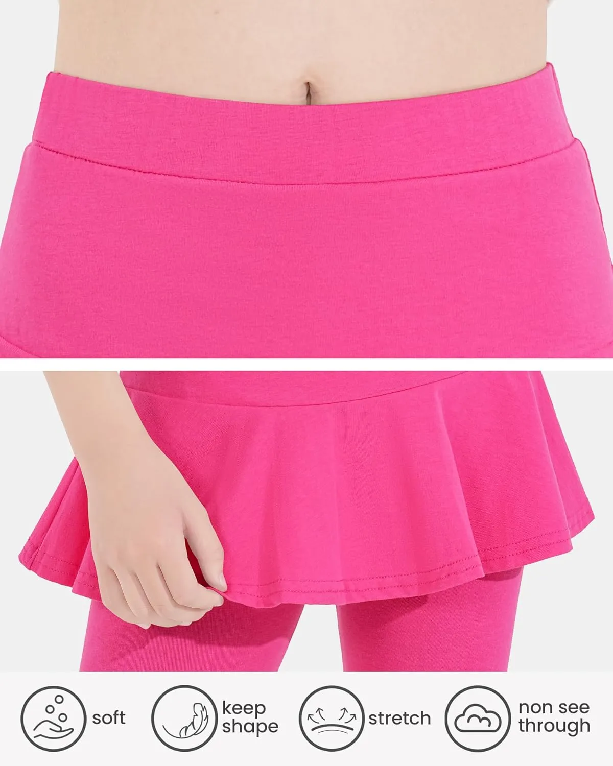Girls Leggings with Skirt Uniform Skirts for Girls Knee-Length Ruffle Skirt Pants for Kid 4-11 Years