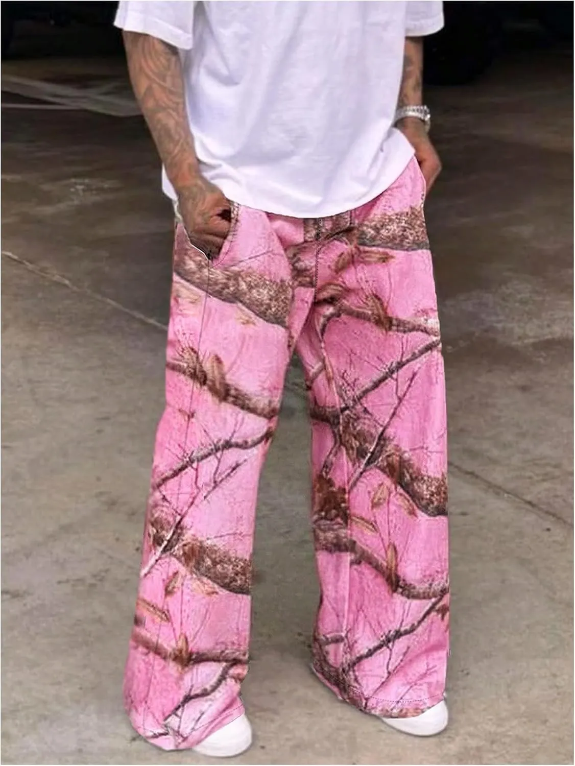 GORGLITTER Men's Baggy Stacked Sweatpants Graphic Y2K Wide Leg Drawstring Pants Streetwear