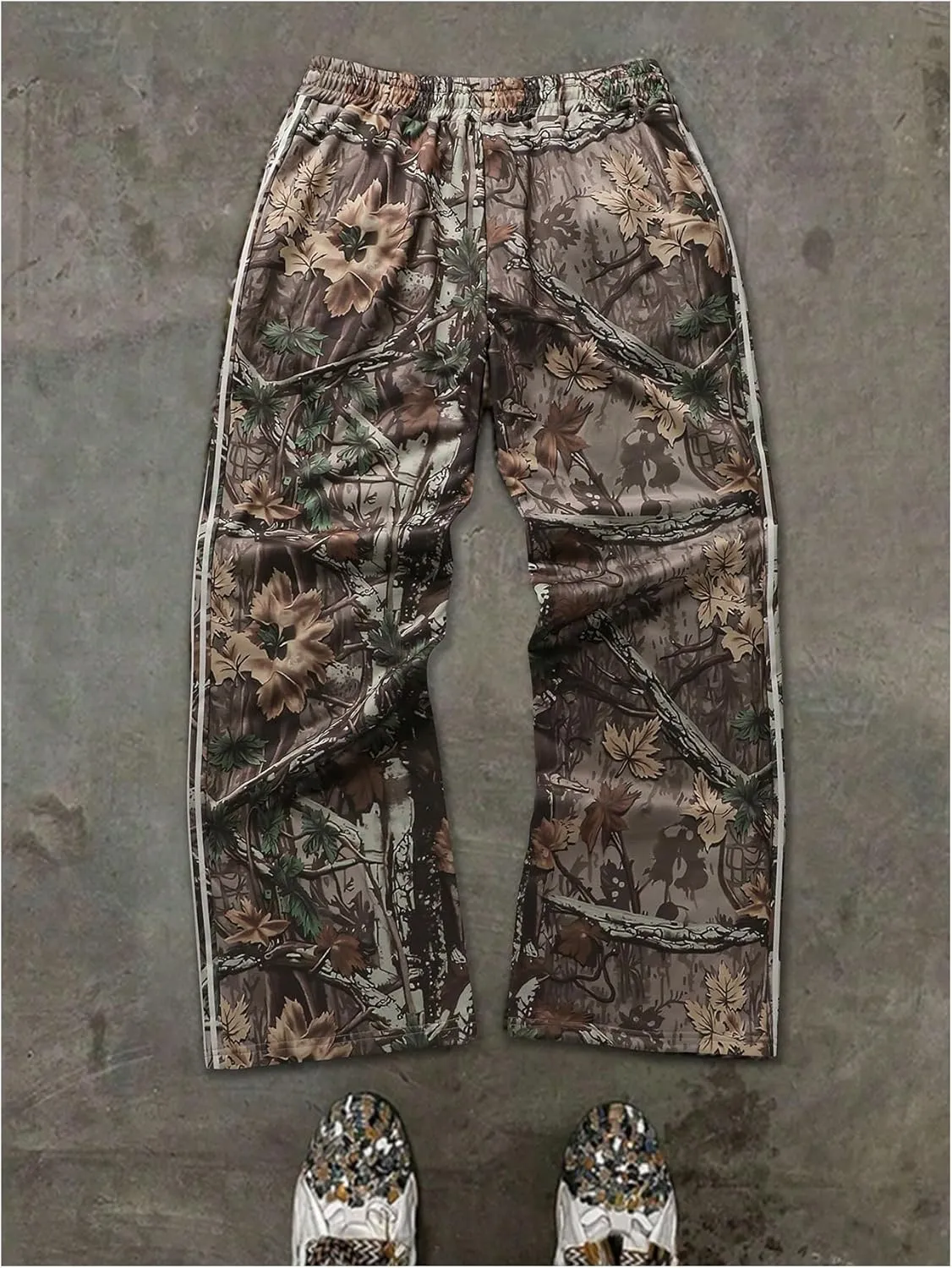 GORGLITTER Men's Baggy Stacked Sweatpants Graphic Y2K Wide Leg Drawstring Pants Streetwear