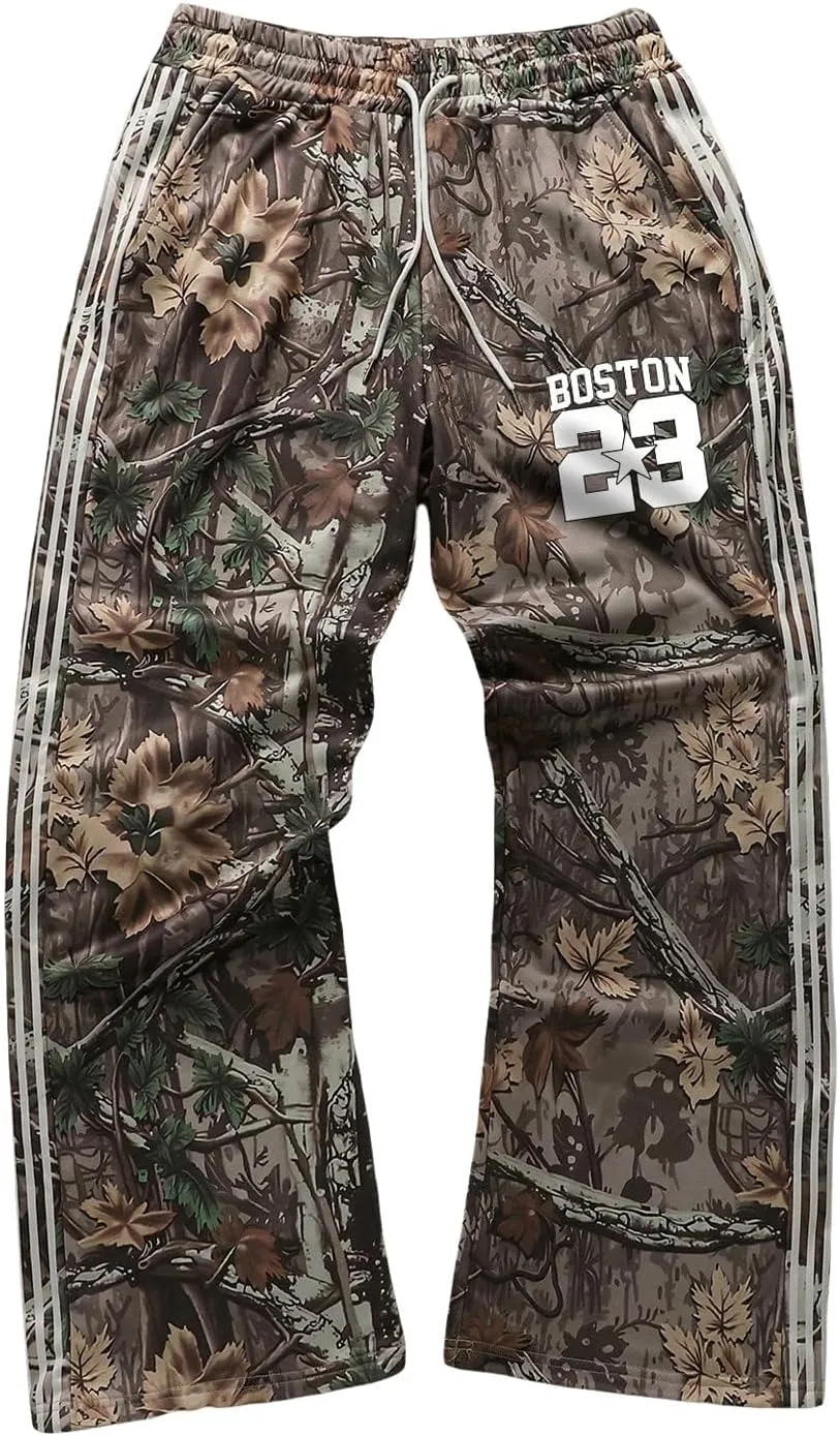 GORGLITTER Men's Baggy Stacked Sweatpants Graphic Y2K Wide Leg Drawstring Pants Streetwear
