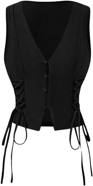 GORGLITTER Women's Sleeveless Western Cowgirl Rodeo Outfit Lace Up Vest Tops Pirate Renaissance Peasant Bodice 2025