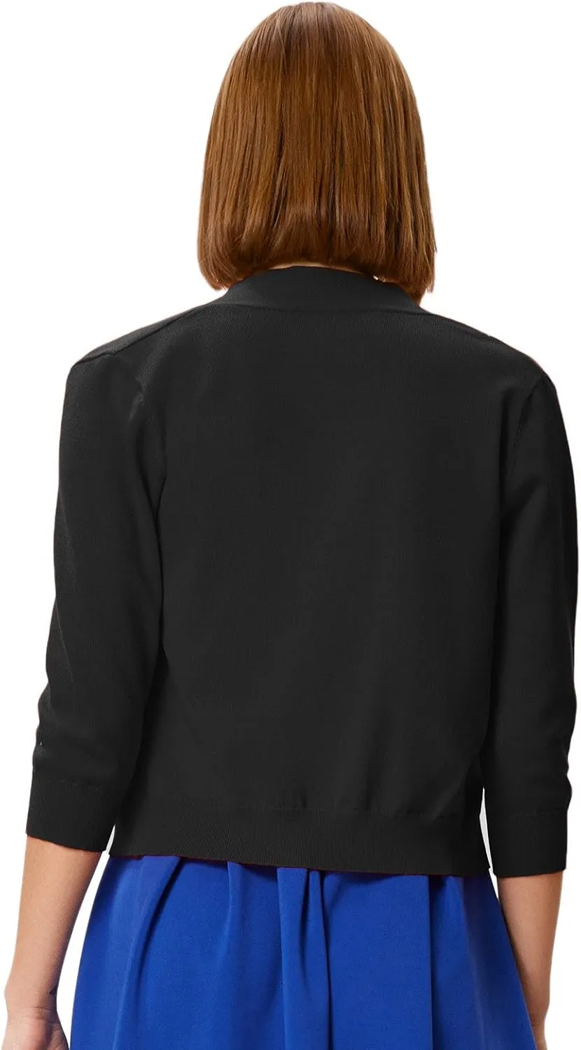 GRACE KARIN Women 2 Pack 3/4 Sleeve Cardigan Sweater Cropped Shrug for Dress Tops S-2XL