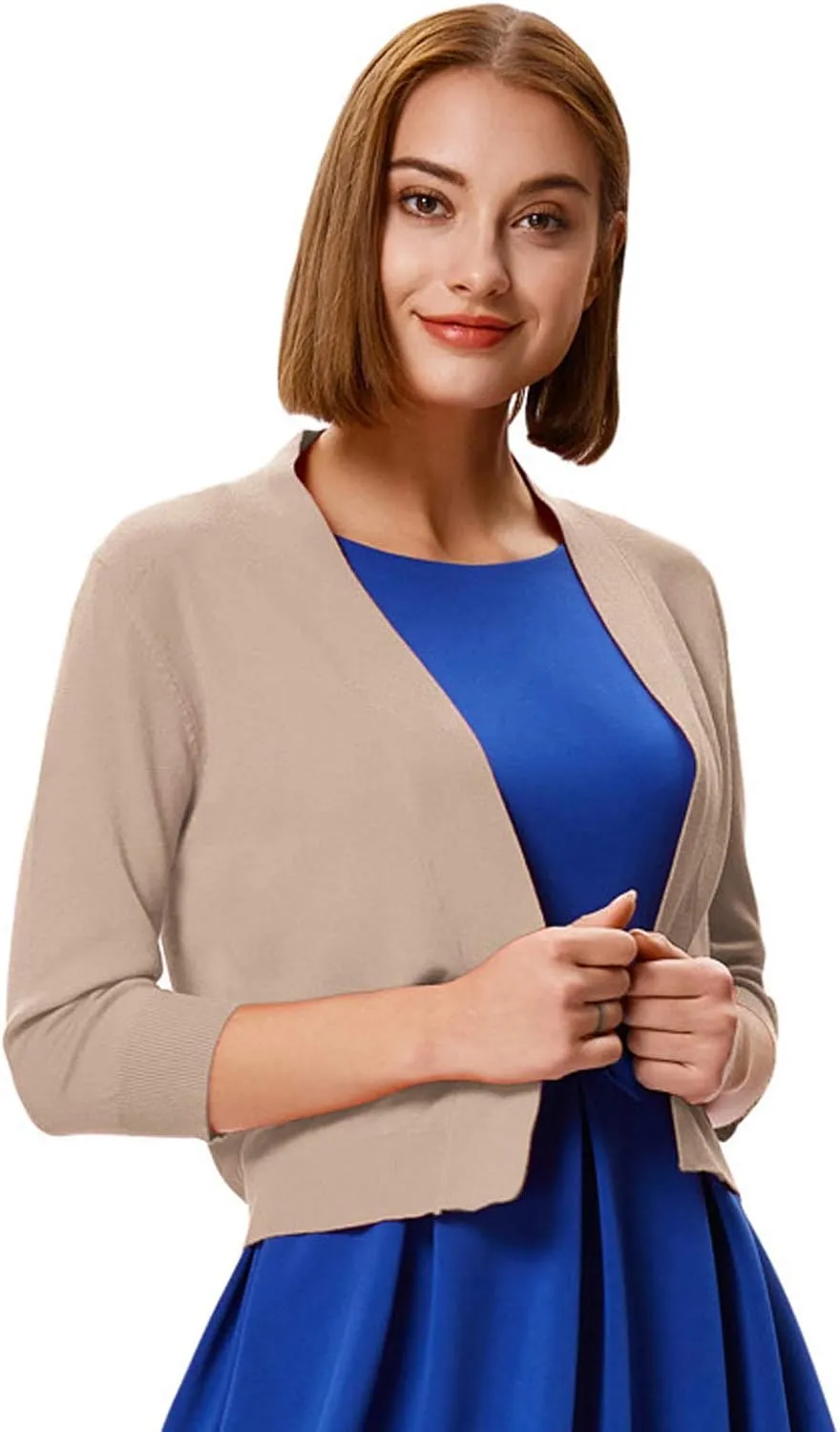 GRACE KARIN Women 2 Pack 3/4 Sleeve Cardigan Sweater Cropped Shrug for Dress Tops S-2XL