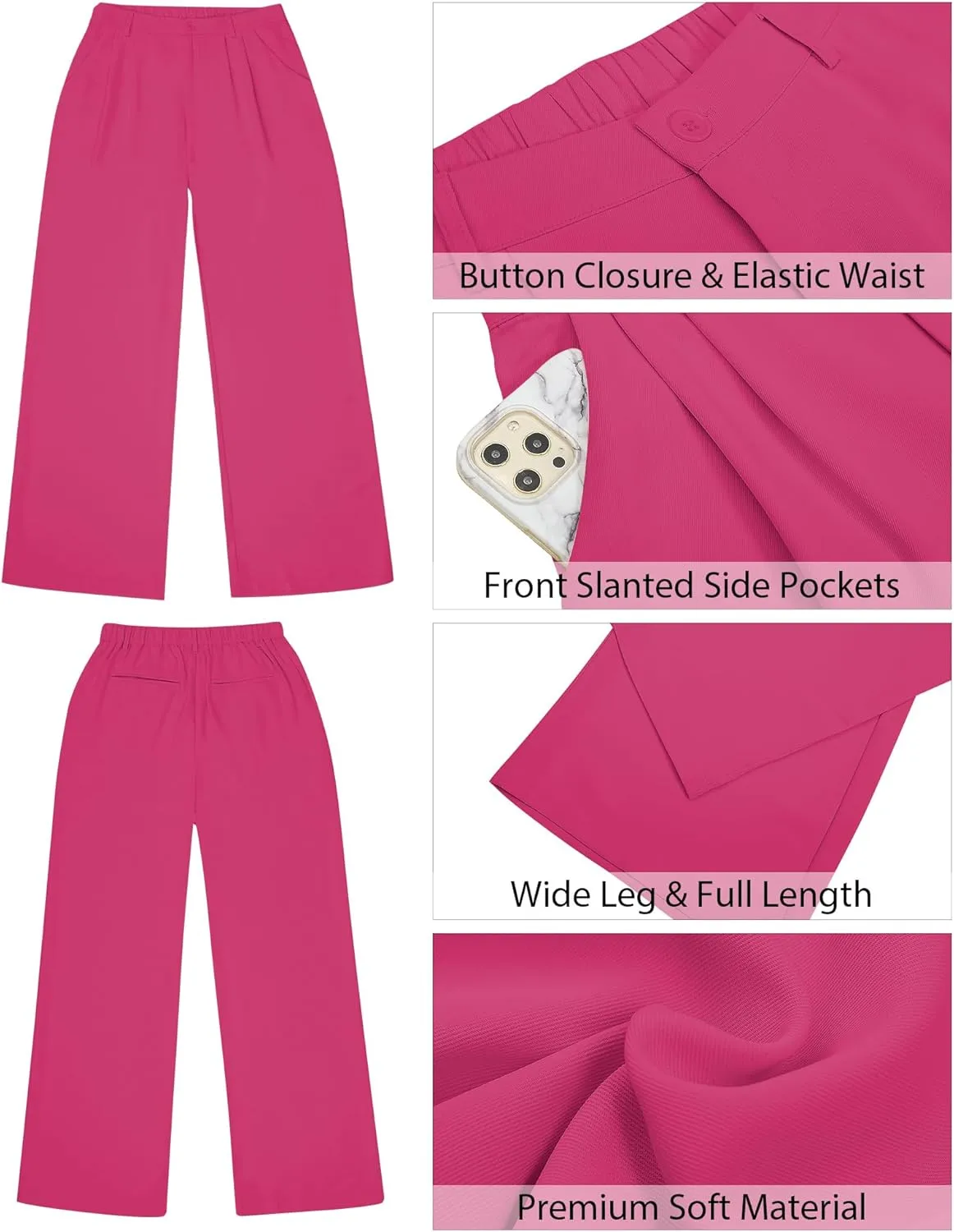GRAPENT Wide Leg Pants for Women Work Business Casual High Waisted Dressy Pants Flowy Trousers Office
