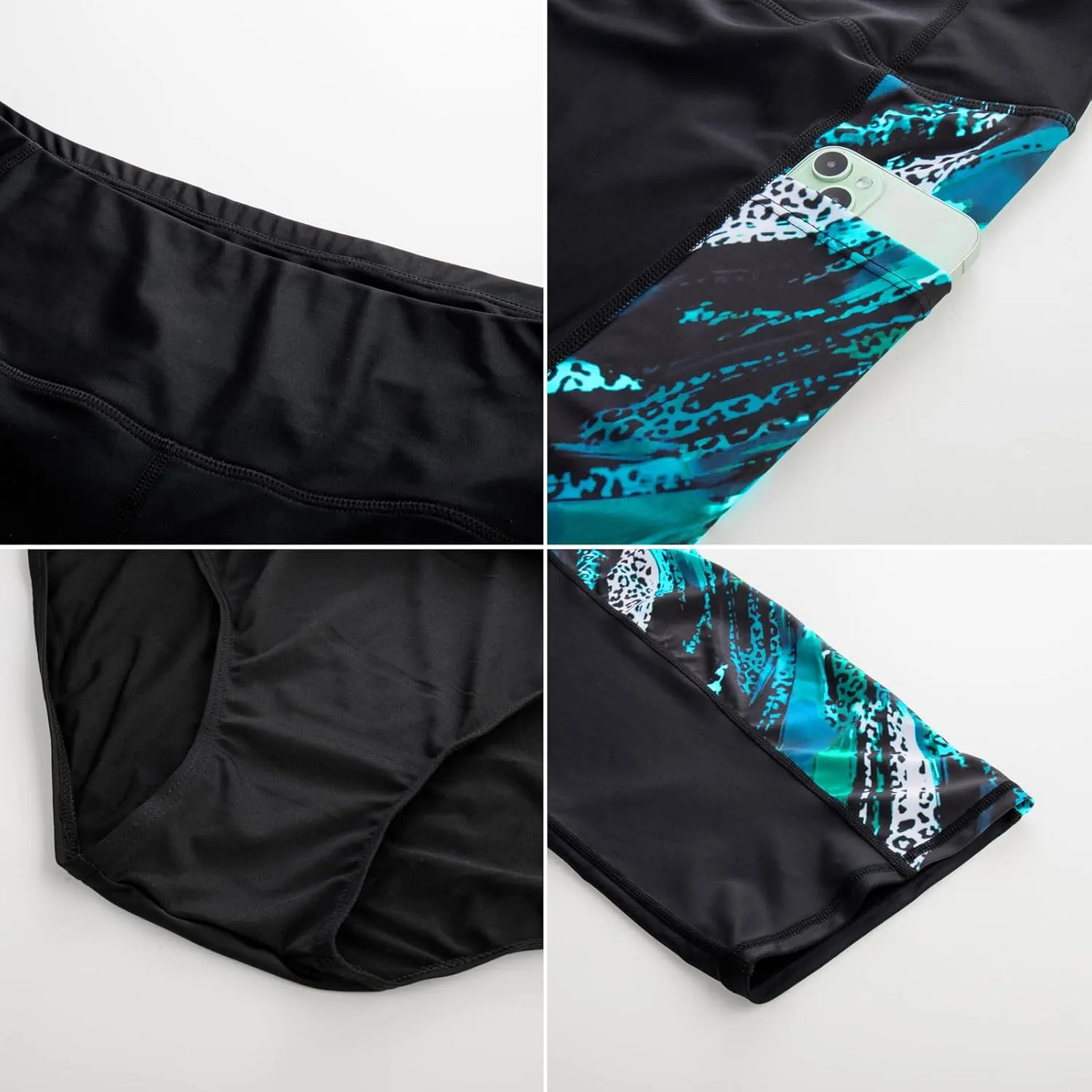 Hanna Nikole Womens Plus Size Capri Swim Pants High Waisted Swim Shorts Swimming Leggings with Pockets