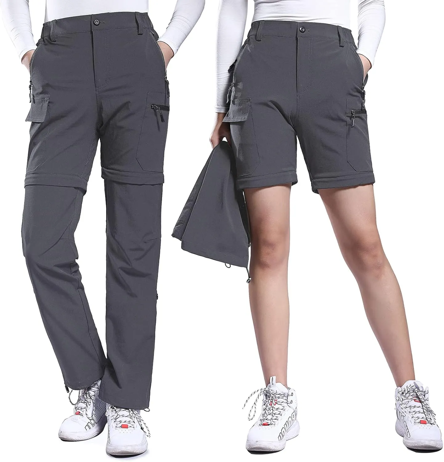 Hiauspor Hiking Pants Women Convertible Lightweight Zip Off Pants Quick Dry Outdoor Stretch Pants UPF 50  Trousers