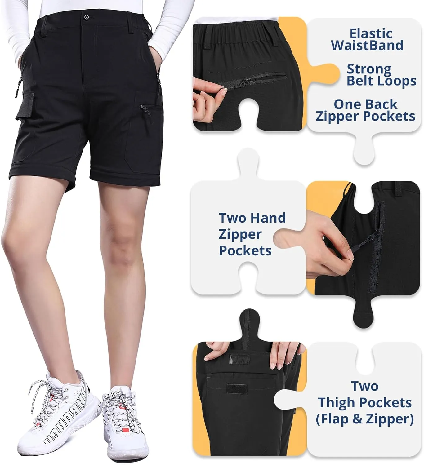 Hiauspor Hiking Pants Women Convertible Lightweight Zip Off Pants Quick Dry Outdoor Stretch Pants UPF 50  Trousers