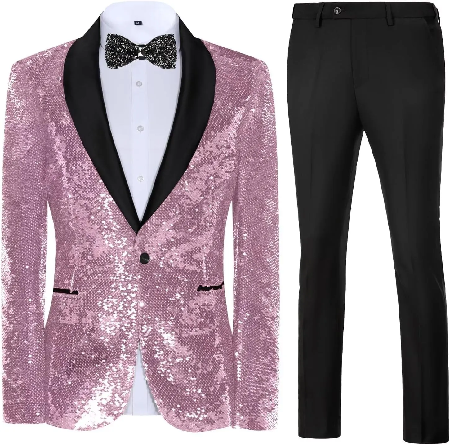 High-End Suits Men Sequins Tuxedo Sparkly Shawl Lapel Glitter 2 Pieces Blazer Pants Suit Party Dinner Prom Festival