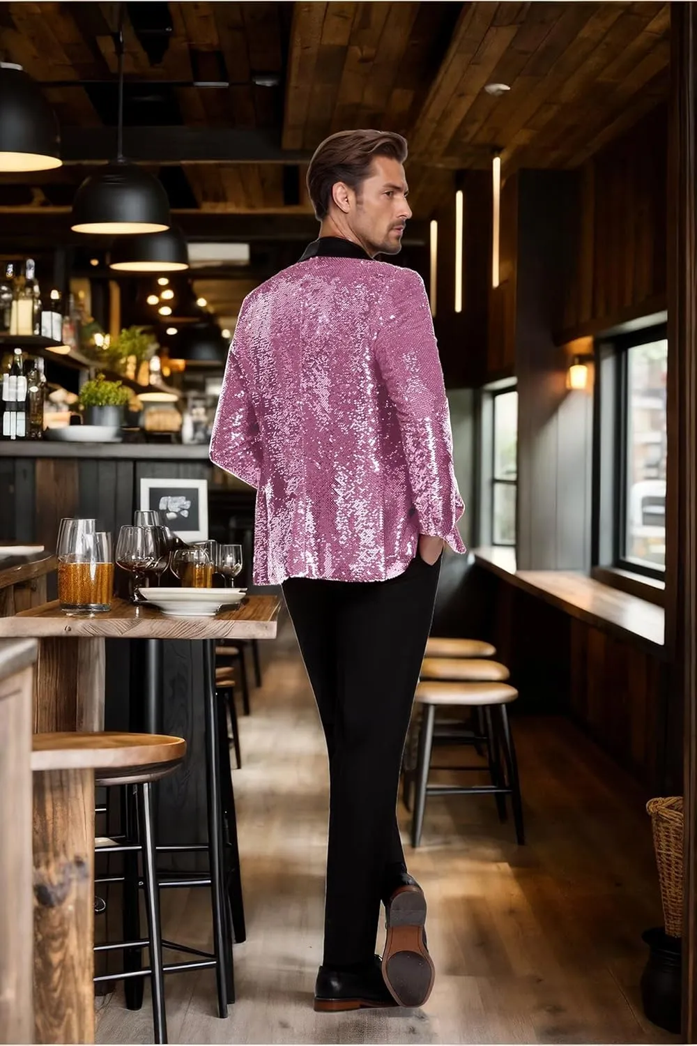 High-End Suits Men Sequins Tuxedo Sparkly Shawl Lapel Glitter 2 Pieces Blazer Pants Suit Party Dinner Prom Festival
