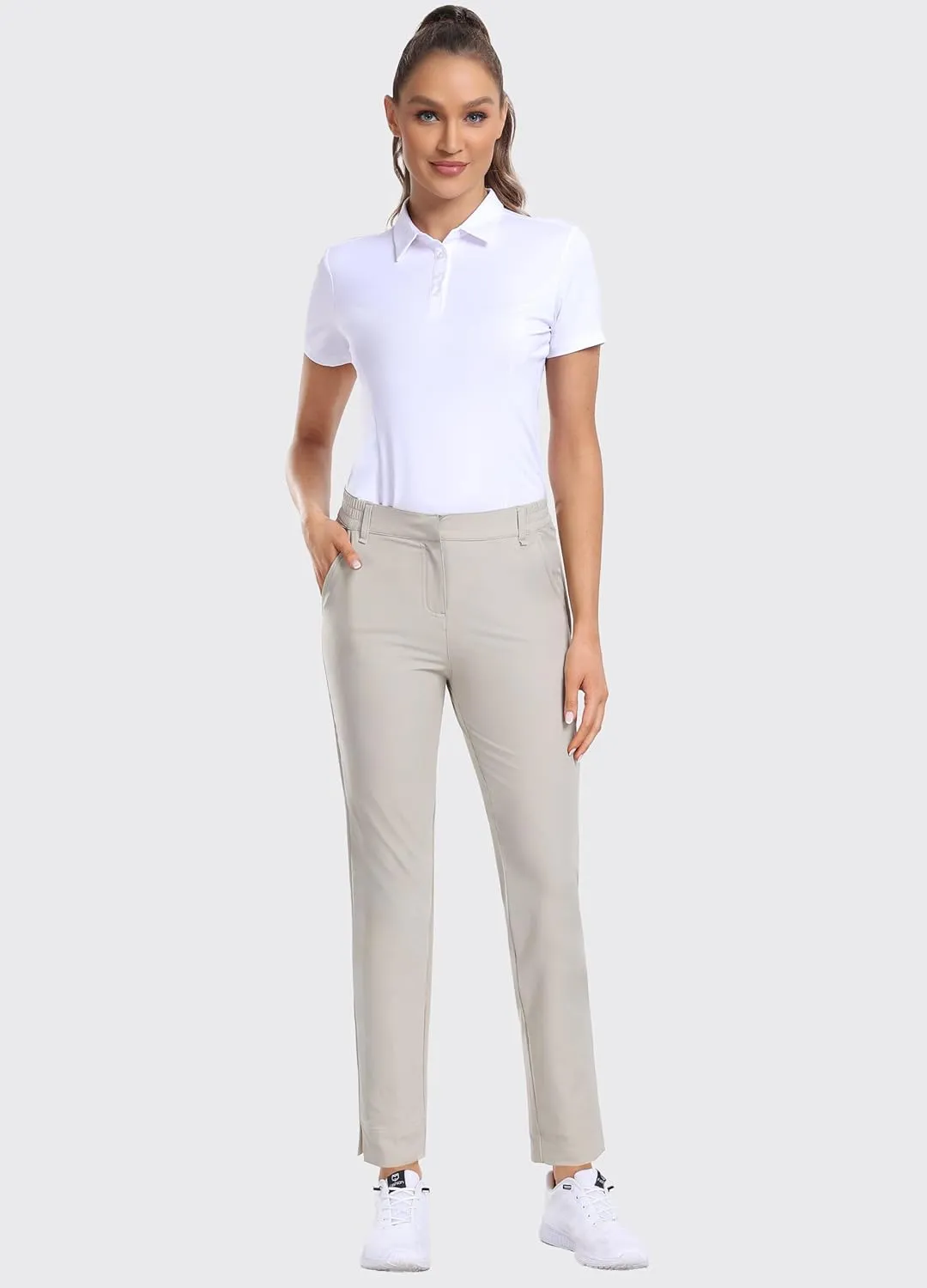 Hiverlay Womens Golf Pants Stretch Work Ankle Pants with Pockets Quick Dry Straight Business Casual Hiking Pants