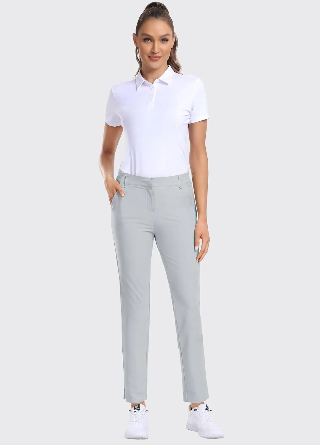Hiverlay Womens Golf Pants Stretch Work Ankle Pants with Pockets Quick Dry Straight Business Casual Hiking Pants