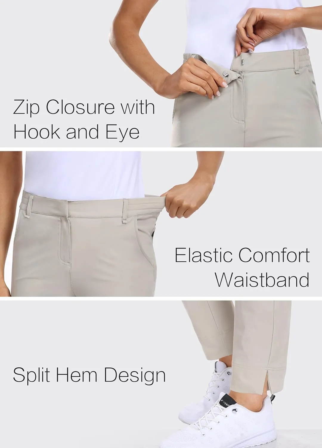 Hiverlay Womens Golf Pants Stretch Work Ankle Pants with Pockets Quick Dry Straight Business Casual Hiking Pants