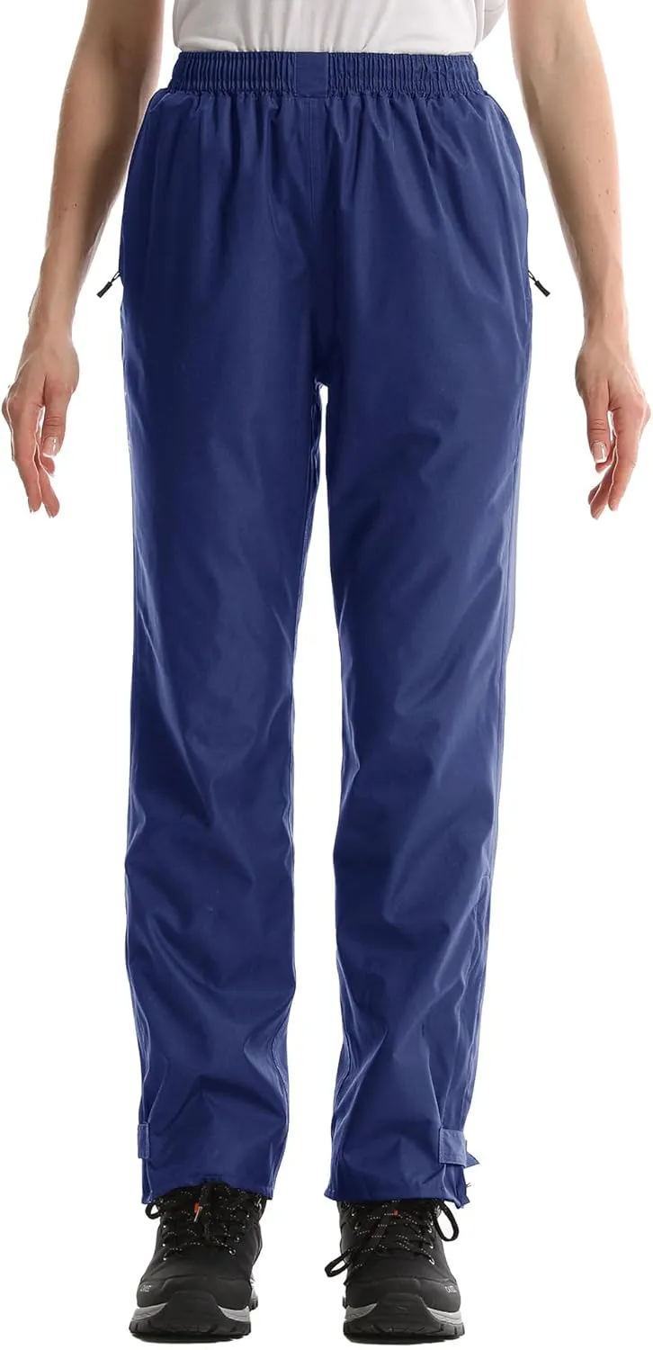 iCreek Women's Rain Pants Waterproof Rain Over Pants Hiking Pants Windproof Lightweight Outdoor for Golf, Fishing