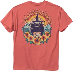 Jeep Sun Dog Short Sleeve T-Shirt, Pink |Sun, Dog, Wrangler Design for Beach Lovers | 100% Ringspun Cotton, Watermelon