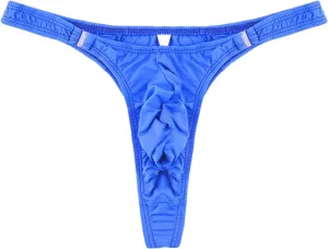 JEsilunmaMY Mens Sexy Pouch Panties Low Rise Bright Patent Leather G-String Thong Solid Color Ruched T-Back Bikini Underwear