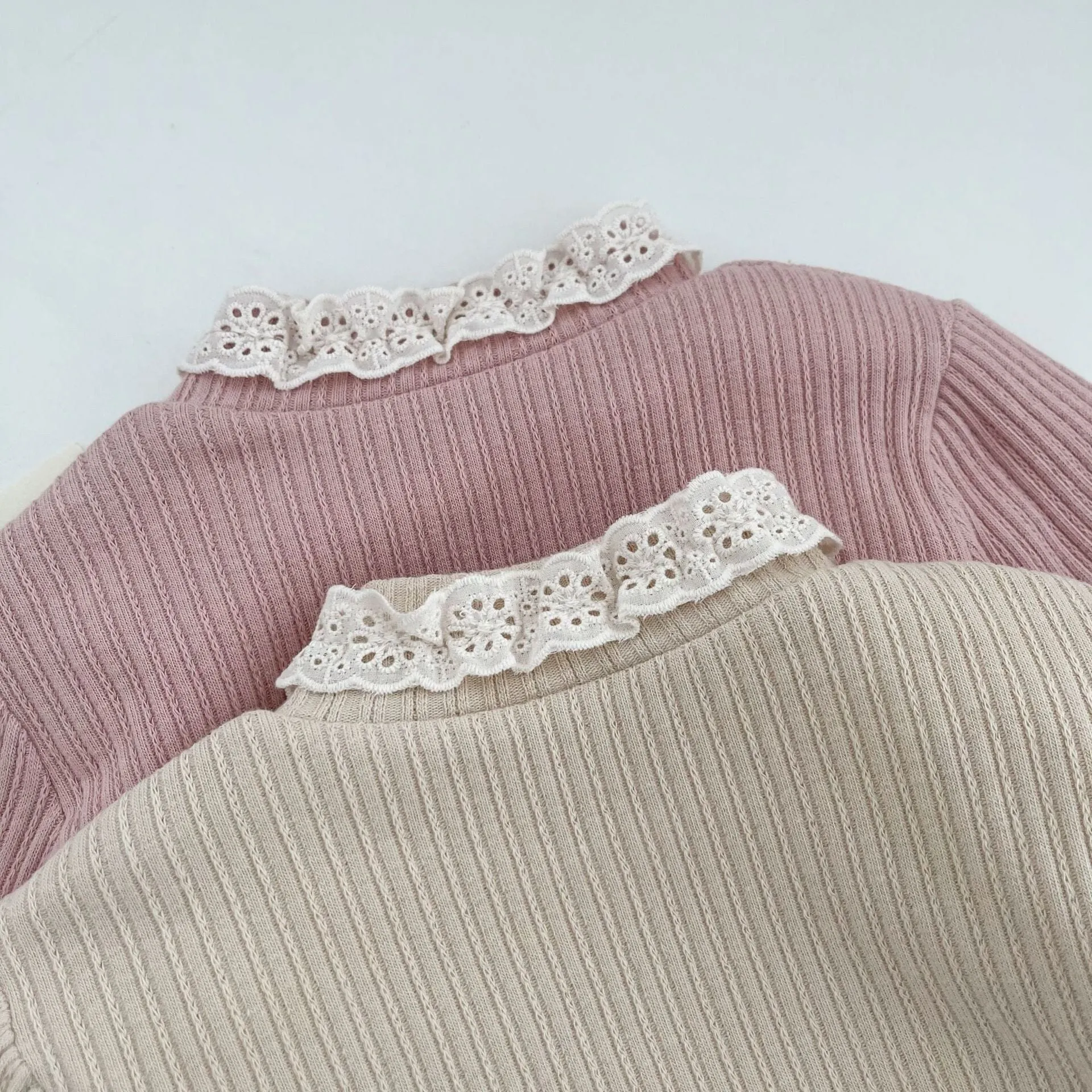 Lace-Trimmed Fleece-Lined Warm Base Layer Top