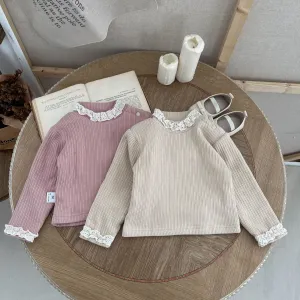 Lace-Trimmed Fleece-Lined Warm Base Layer Top